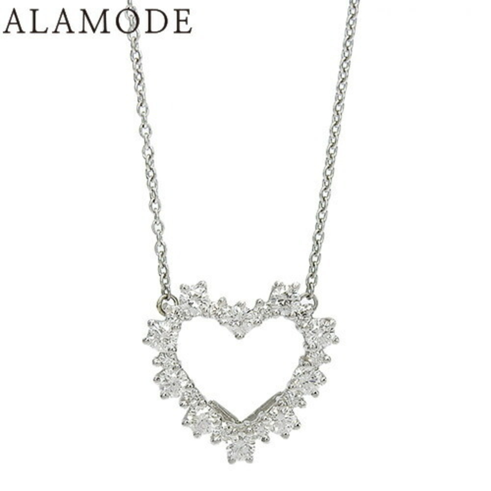TIFFANY Co Diamond Heart Necklace Platinum Silver